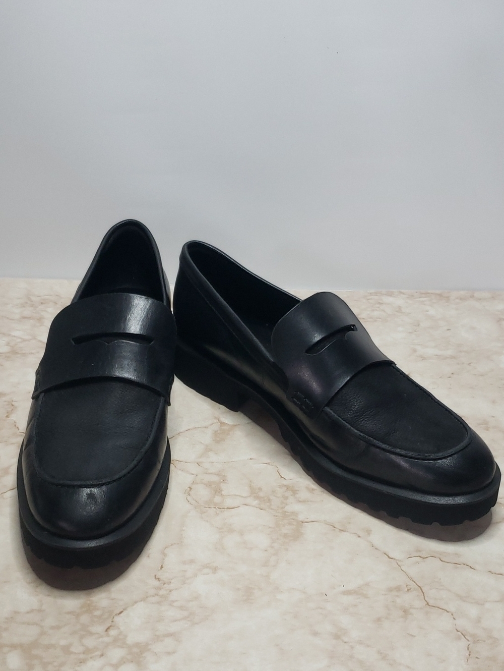Cole Haan Black Leather Penny Loafers